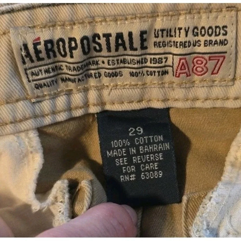 VTG Y2K Aeropostale Heavyweight Cargo Shorts Skater Paratrooper‎ Mens 29 Tan